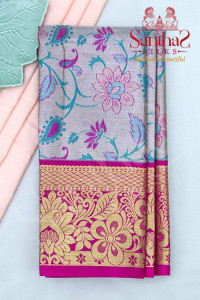 silver-colour-body-tissue-in-floral-pattern-with-contrast-blouse-border