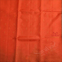 BORDERLESS ORANGE COLOUR BODY WITH TEMPLE BUTTA WITH CONTRAST BLOUSE