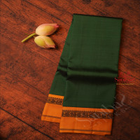 bottle-green-colour-plain-body-with-contrast-blouse-border