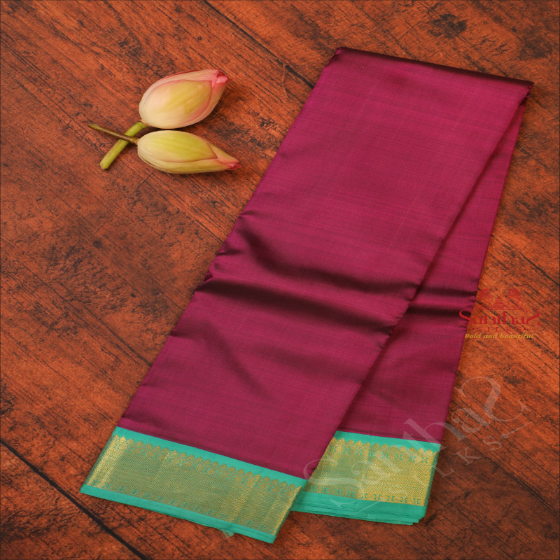 VIOLET COLOUR PLAIN BODY WITH CONTRAST BLOUSE & BORDER