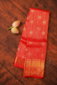 blood-red-colour-body-with-floral-jacquard-butta-with-self-border-blouse