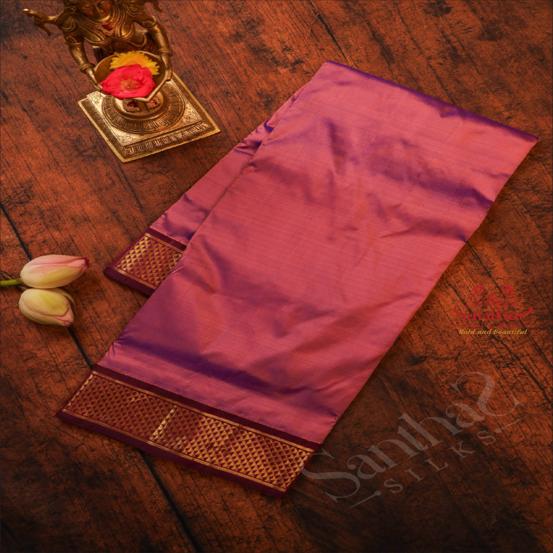 9 YARDS MADISAR DUAL SHADE VIOLET COLOUR BODY WITH CONTRAST BORDER & WITHOUT BLOUSE