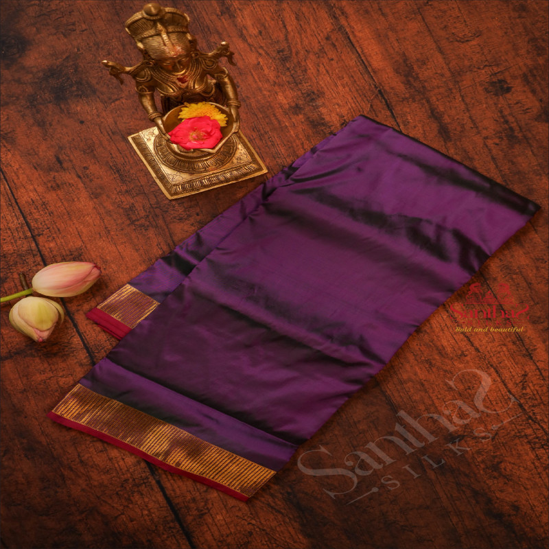 9 YARDS MADISAR PURPLE COLOUR BODY WITH SELF BORDER & WITHOUT BLOUSE