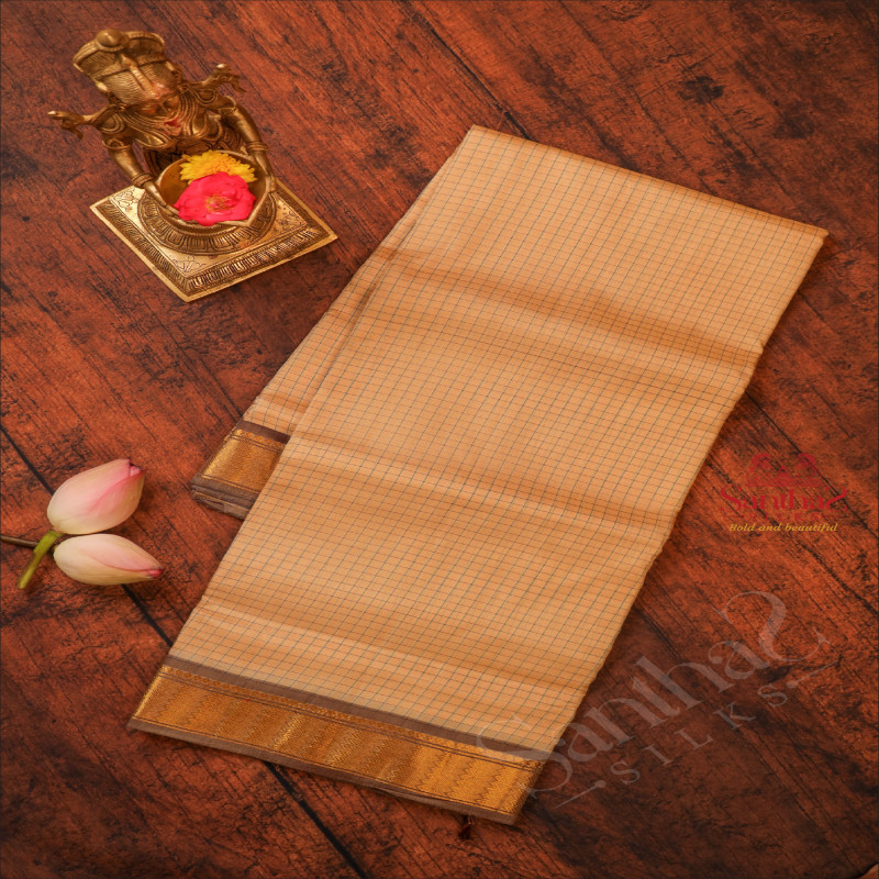 9 YARDS MADISAR SANDAL COLOUR CHECKED BODY WITH SELF BORDER & WITHOUT BLOUSE