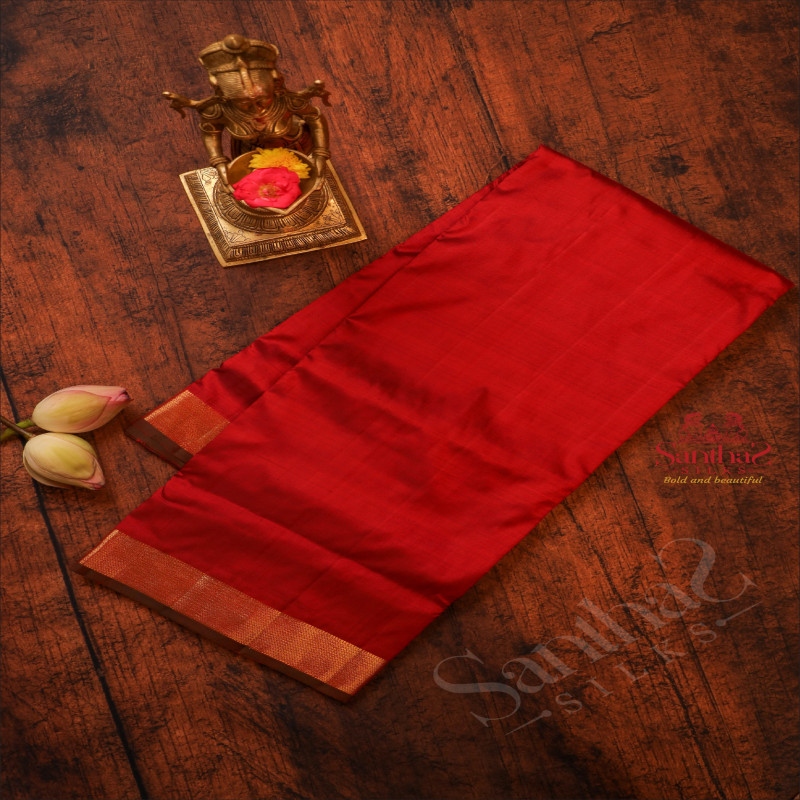 9 YARD MADISAR MAROON COLOUR BODY WITH SELF BORDER & WITHOUT BLOUSE