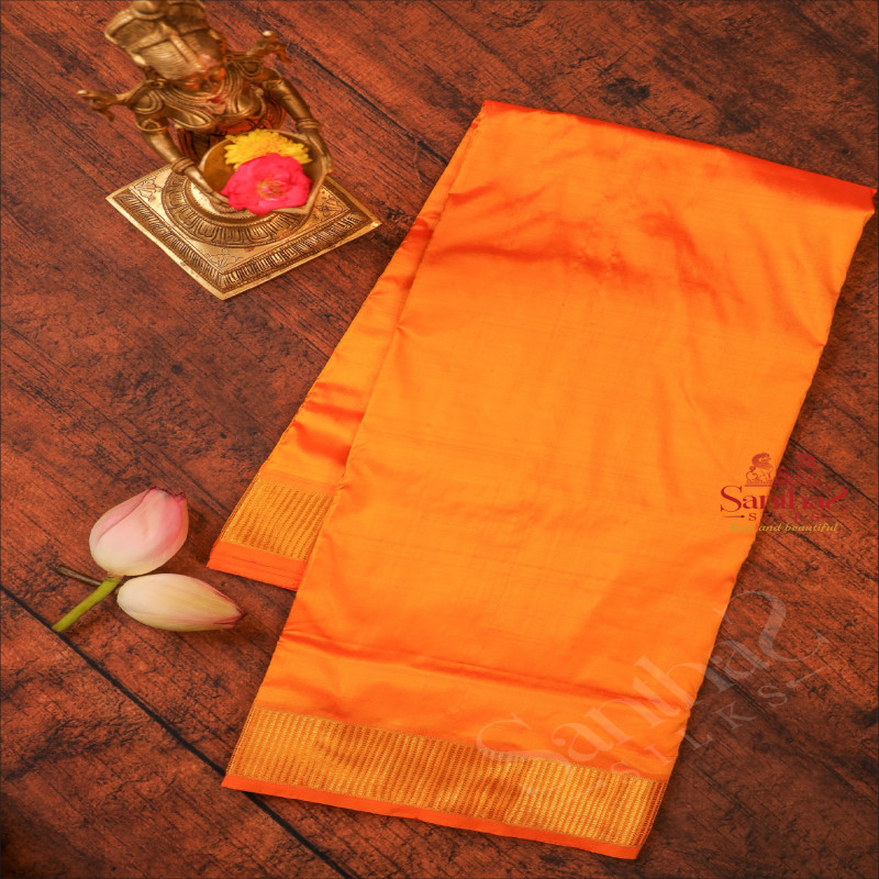 9 YARDS MADISAR MANGO YELLOW COLOUR BODY WITH SELF BORDER & WITHOUT BLOUSE