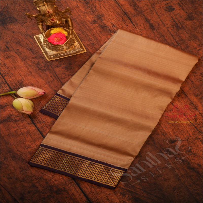 9 YARDS MADISAR SOFT BEIGE COLOUR BODY WITH CONTRAST BORDER & WITHOUT BLOUSE
