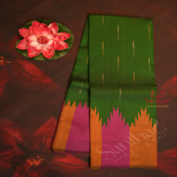 borderless-bottle-green-colour-body-with-thalamboo-motif-with-contrast-blouse