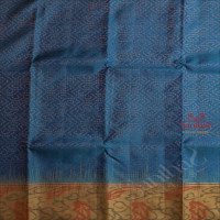 BLUE COLOUR BODY WITH GOLDEN ZARI EMBOSED WITH CONTRAST BLOUSE & BORDER