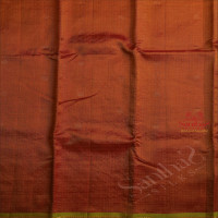 RUST ORANGE COLOUR CHECKED BODY WITH GOLDEN ZARI BUTTA WITH CONTRAST BLOUSE & BORDER