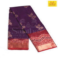 Violet Colour Pure Silk Saree with Rich Red Border