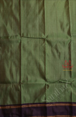 OLIVE GREEN COLOUR BODY WITH GOLDEN ZARI STRIPS WITH CONTRAST BLOUSE & BORDER