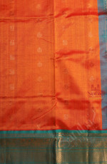 ORANGE YELLOW COLOUR BODY WITH GOLDEN ZARI ANNAM AND LEAF BUTTA WITH CONTRAST BLOUSE & BORDER