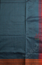 BLUE COLOUR CHECKED BODY WITH THREAD BUTTA WITH CONTRAST BLOUSE & BORDER