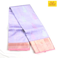 Lilac Shade Pure Silk Saree with Jimki Kammal Paterns Baby Pink Border
