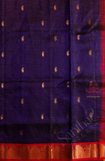 BLUE COLOUR BODY WITH GOLDEN ZARI MANGO BUTTA WITH CONTRAST BLOUSE & BORDER