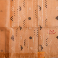 ORGANZA SAREE LACE BROWN COLOUR BODY WITH FLORAL THREAD BUTTA WITH SELF BLOUSE