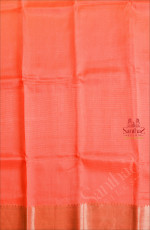 MANGALAGIRI SILK PEACH COLOUR SAREE WITH ZARI BORDER AND CONTRAST FLORAL PATTERN BLOUSE
