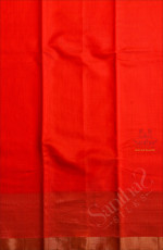 ORANGISH RED COLOUR BODY WITH GOLDEN ZARI BORDER WORK AND SELF COLOUR PALLU & BLOUSE