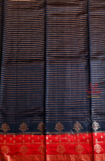 SPACE BLUE COLOUR CHINAYA SAREE WITH STRIPS DESIGN BODY & BUTTA AND CONTRAST COLOUR PALLU & BLOUSE
