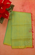 FRENCH LIME COLOUR BODY WITH MANGO BUTTA NEEM ZARI WITH CONTRAST BLOUSE