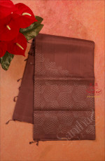 BORDERLESS BOLE BROWN COLOUR BODY WITH SILVER ZARI FANCY BUTTA WITH SELF BLOUSE