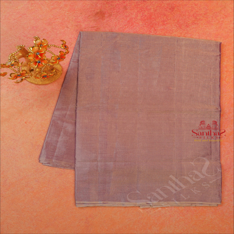 BORDERLESS LAVENDER COLOUR PLAIN BODY TISSUE WITH SELF BLOUSE