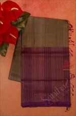 GREY COLOUR BODY WITH GOLDEN ZARI BUTTA WITH CONTRAST BLOUSE & BORDER