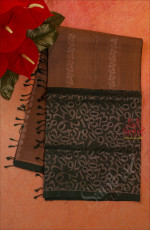 CAFE NOIR BROWN COLOUR BODY WITH FLORAL NEEM ZARI BUTTA WITH CONTRAST BLOUSE & BORDER
