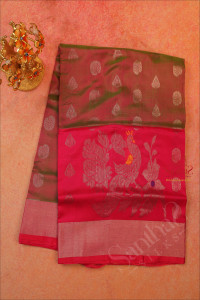 pink-colour-body-with-silver-zari-butta-with-self-blouse
