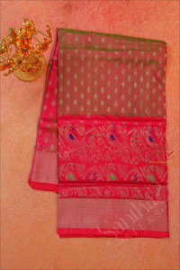 pink-colour-body-with-silver-zari-butta-with-self-blouse
