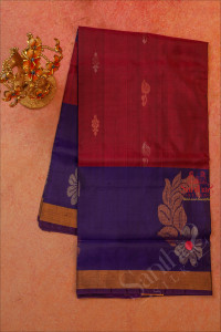 maroon-colour-body-with-golden-zari-leaf-and-floral-butta-with-contrast-blouse-border