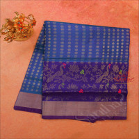 blue-colour-body-with-silver-zari-coin-butta-with-contrast-blouse-border