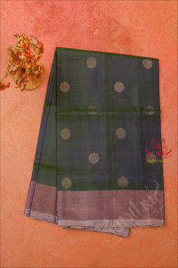 dual-blue-shade-colour-body-with-silver-zari-coin-butta-with-contrast-blouse-border