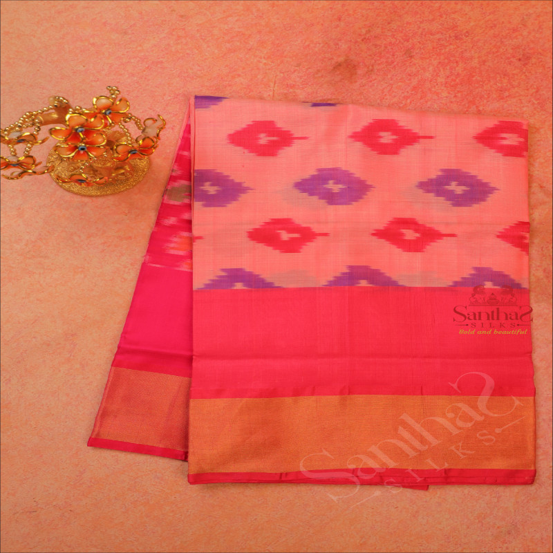 LIGHT PINK COLOUR BODY WITH POCHAMBALLI PATTERN WITH SELF BLOUSE