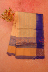 ivory-colour-body-with-golden-zari-butta-with-contrast-blouse-border