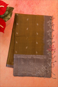 mehendhi-green-colour-body-with-silver-zari-leaf-butta-with-contrast-blouse-border