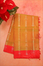 DOUBLE SHADE MUSTARD COLOUR BODY WITH SILVER ZARI FLORAL AND LEAF BUTTA WITH CONTRAST BLOUSE & BORDER