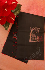 BORDERLESS BLACK COLOUR BODY WITH COPPER ZARI LEAF BI BUTTA WITH CONTRAST BLOUSE & PALLU
