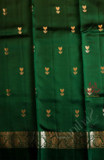 BOTTLE GREEN COLOUR RAW MANGO SAREE WITH ZARI BUTTA WITH CONTRAST BLOUSE