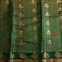 FOREST GREEN COLOUR CHINAYA SAREE WITH SMALL SQUARE BUTTAS & FLOWER MOTIFS AND SELF COLOUR PALLU & BLOUSE