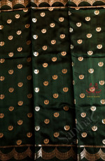 DARK GREEN COLOUR CHINAYA SAREE WITH SILVER ZARI BUTTA AND CONTRAST COLOUR PALLU & BLOUSE