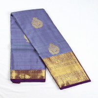 Grey Double Shade Pure Silk Saree with Violet Border
