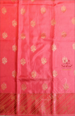 FUSCIA PINK COLOUR SATIN BANARAS SAREE WITH ZARI MOTIF WITH SELF BLOUSE