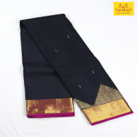 Black Pure silk saree with pink border