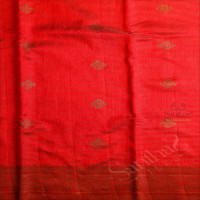 RED COLOUR RAW SILK SAREE WITH GOLDEN ZARI BUTTA WITH SELF BLOUSE & BORDER