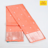Peach Color Pure Silk Saree with Silver Zari Border