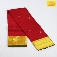 Red Pure Silk Saree with Gold Zari Border