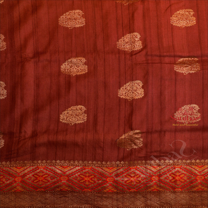 LIGHT BROWN COLOUR BANARASI SAREE BODY WITH GOLDEN ZARI BUTTAS AND SELF COLOUR PALLU & BLOUSE