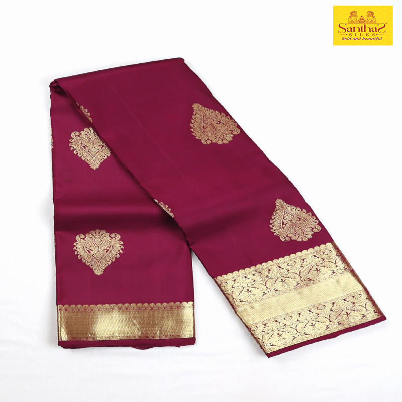 Maroon Pure Silk with Self Zari Border